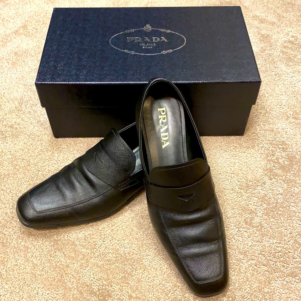 Men’s Prada Black Saffiano Leather Loafers